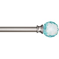 Amazon Basics - Barra de cortinas decorativa de 1-6 cm con remates de bola facetada- 71 cm- Azul turquesa